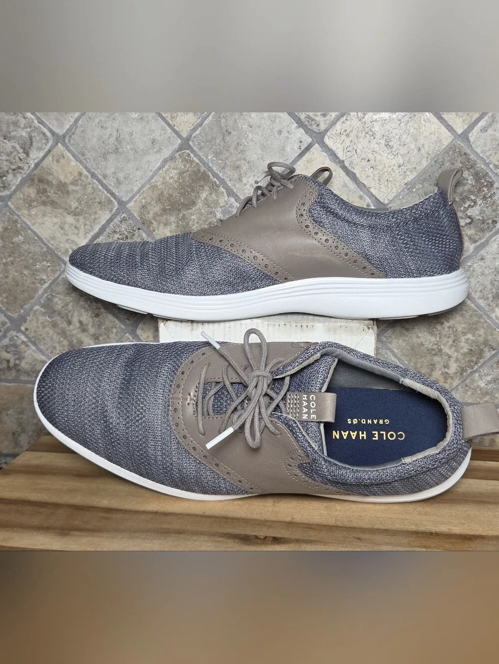 Cole Haan Grand Tour OS Oxford Shoes Men's 11M Gray Knit Leather Brogue Sneakers